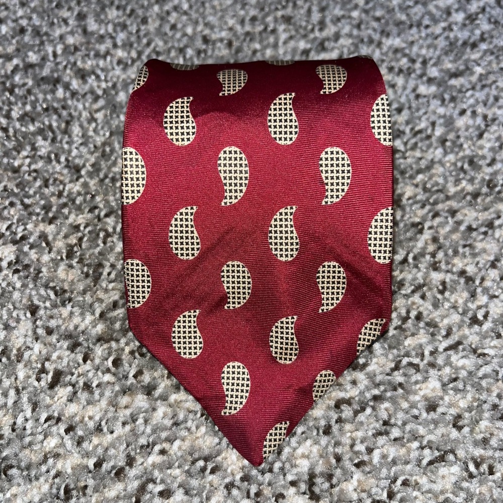 Vintage Christian Dior Monsieur Silk Tie Burgundy Red Paisley Italy 90s Luxury